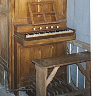 Typical organ console or "speeltafel" of a Dutch church organ.